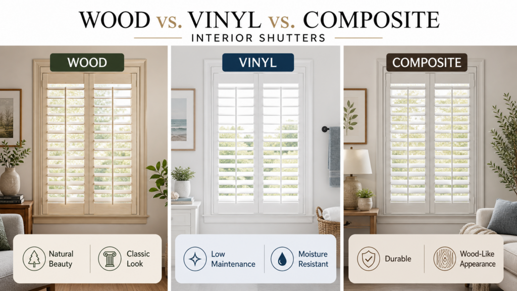 Shutter comparison wood, vinyl, composite